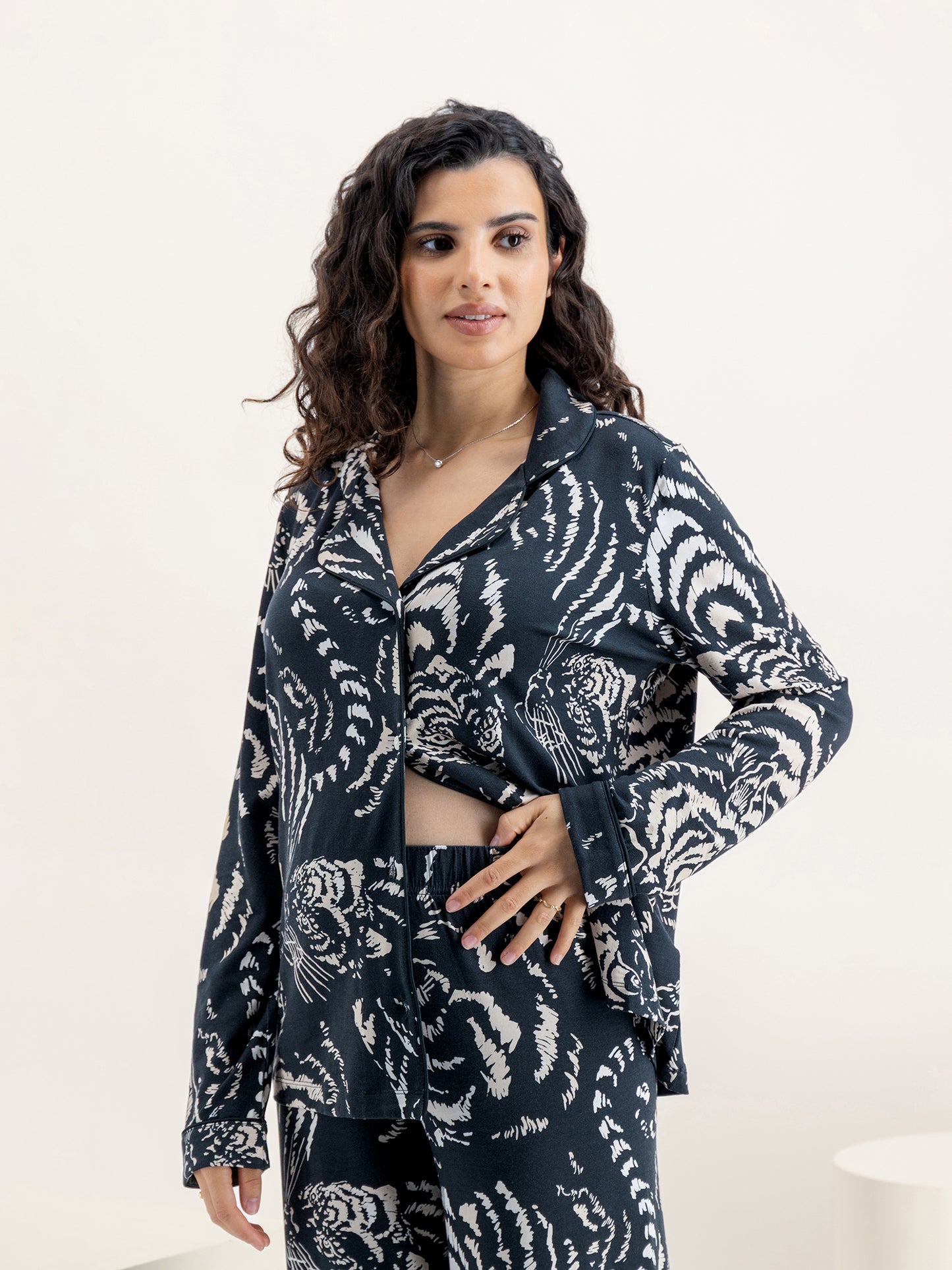 Tigress Black Jersey Long Set