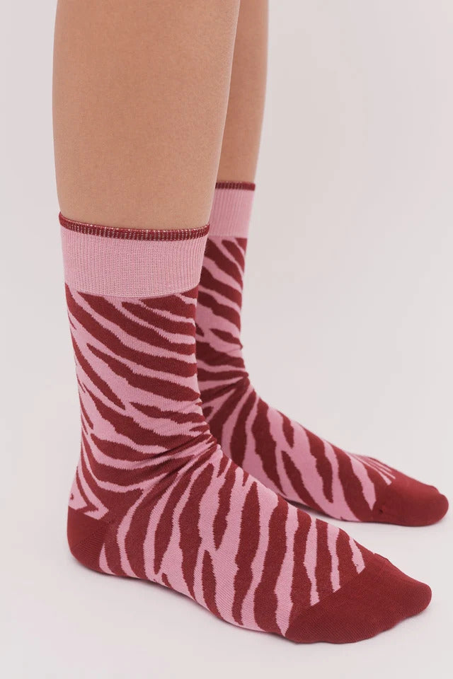 Zebra Pink Cotton Blend Socks Set