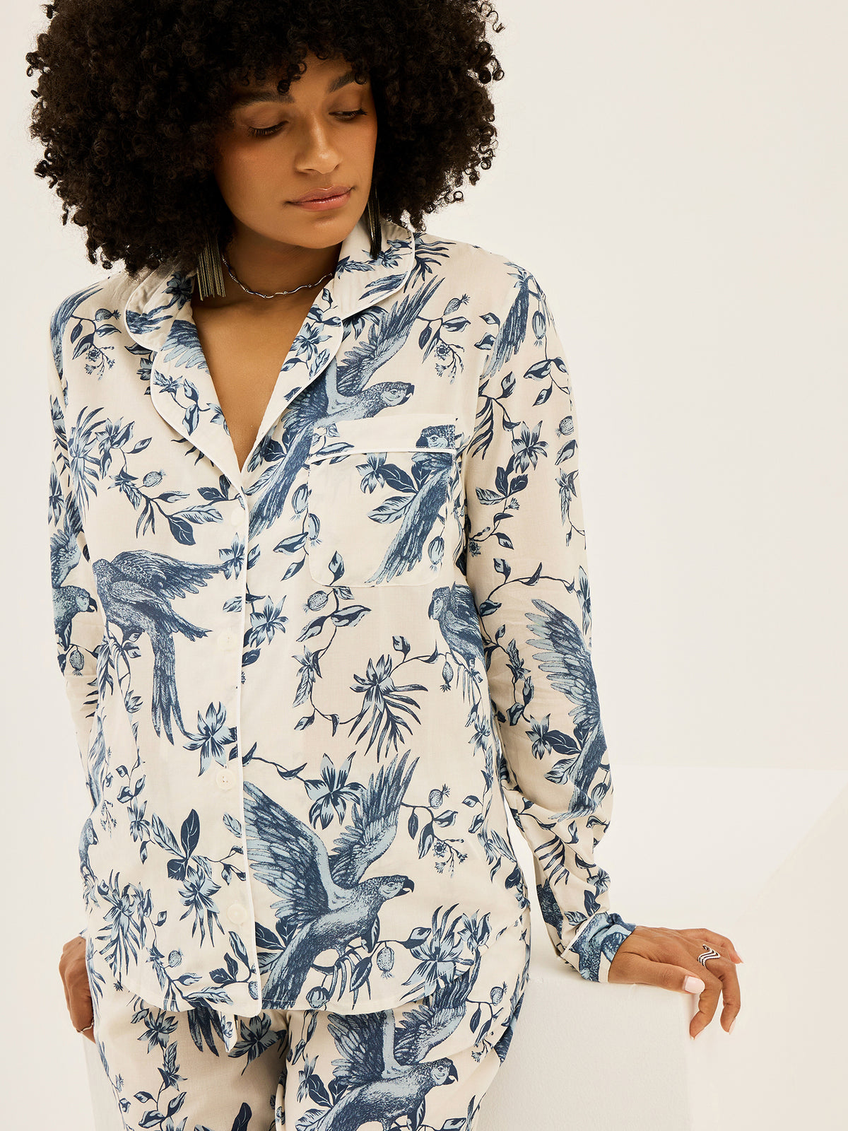 Parrot Blue Long Pajama Set