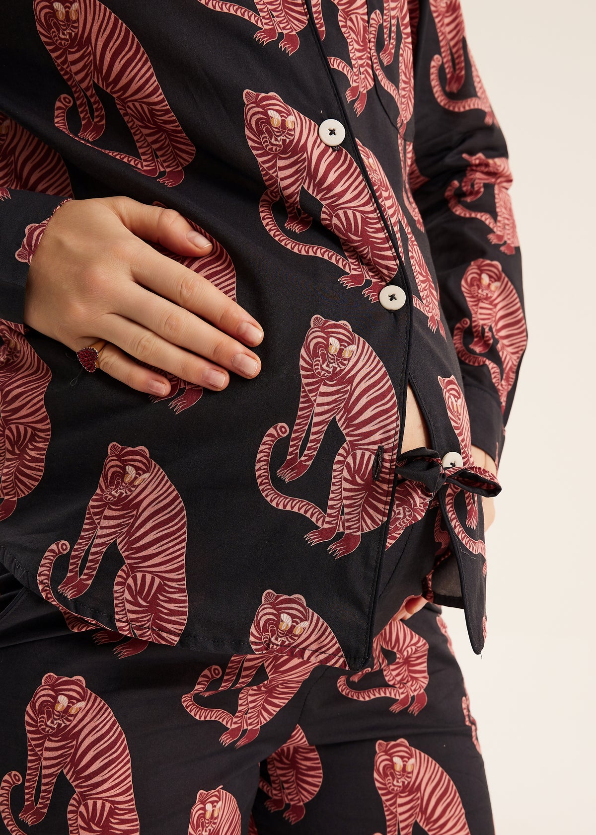Tiger Print 100% Cotton Long Pajama Set