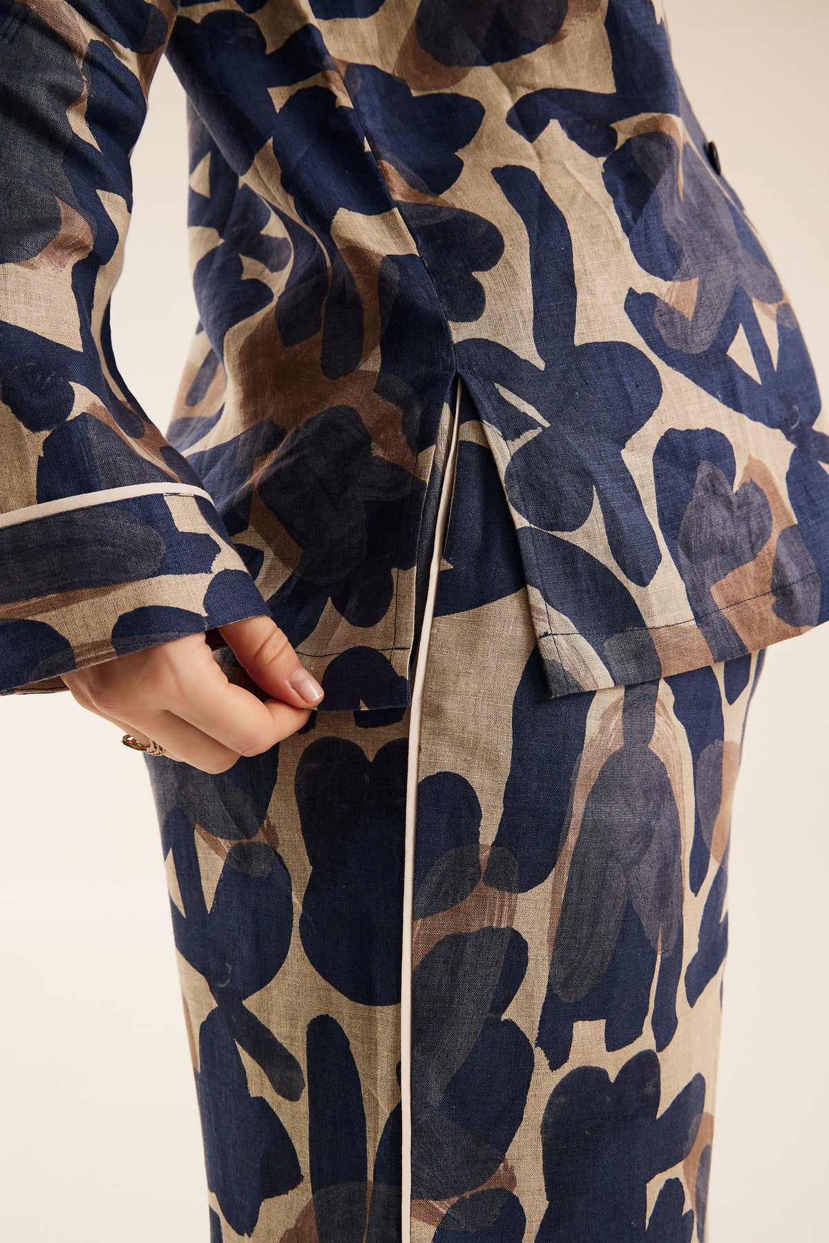 Rebecca Printed 100% Linen Wide-Leg Pants