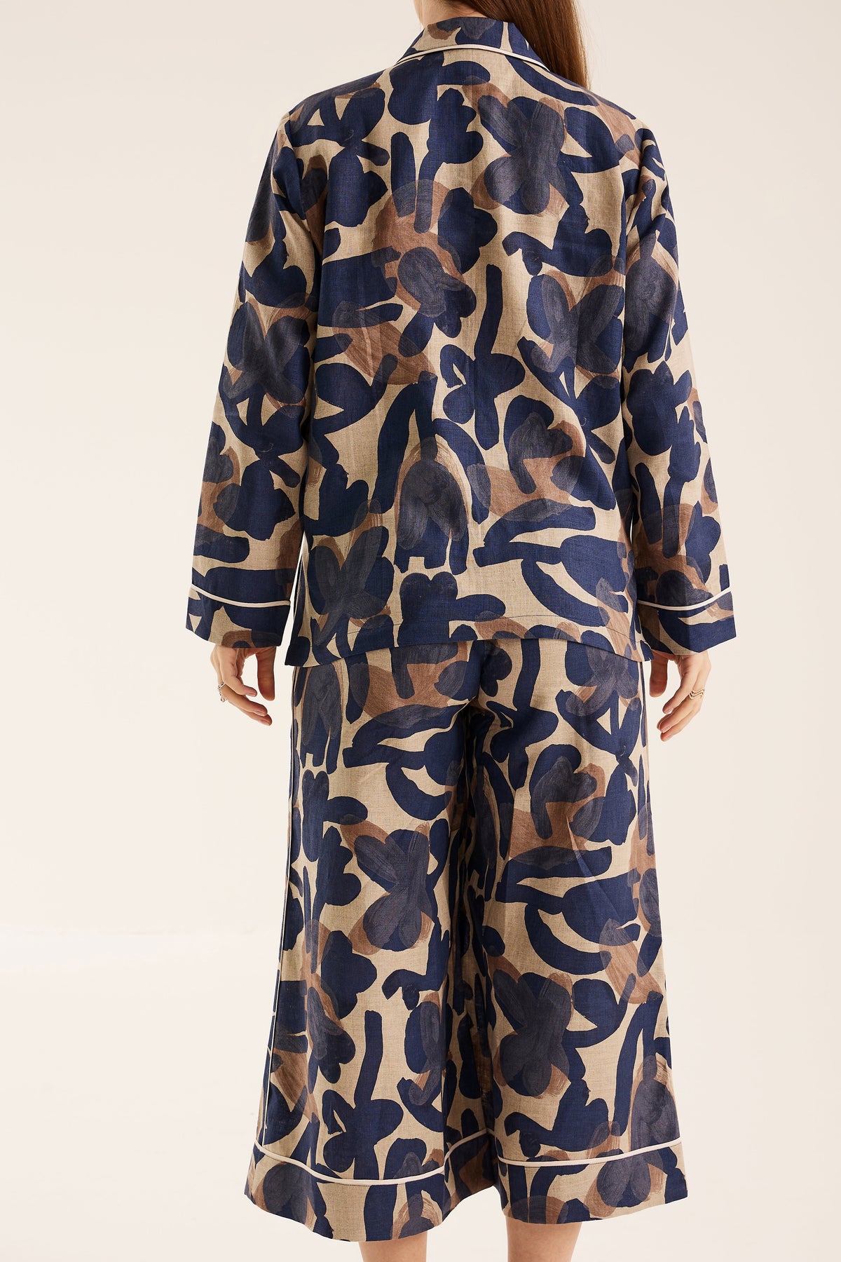 Miranda Printed 100% Linen Button-Up Shirt