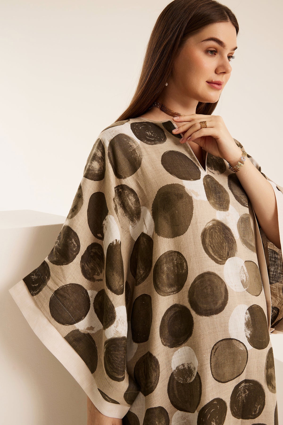 Khadeeja Polka Dot Oversized Linen Dress