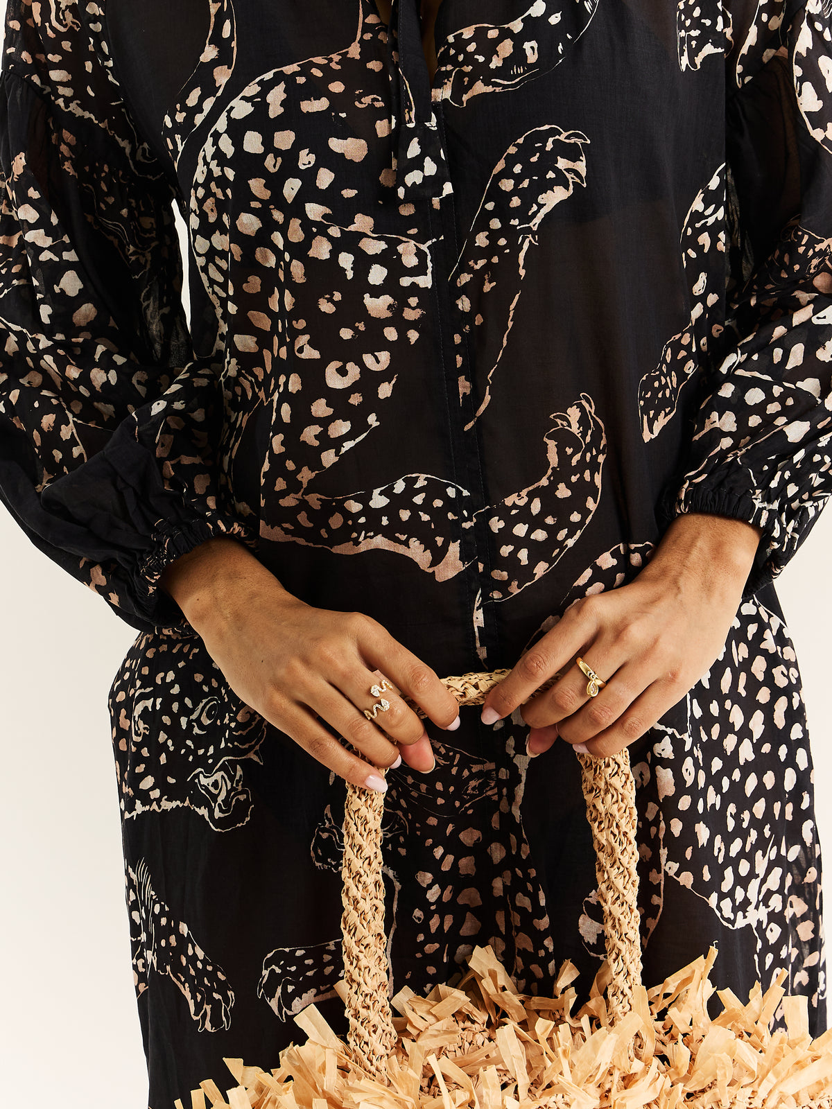 Jag Print Blouson Long Sleeve Kaftan