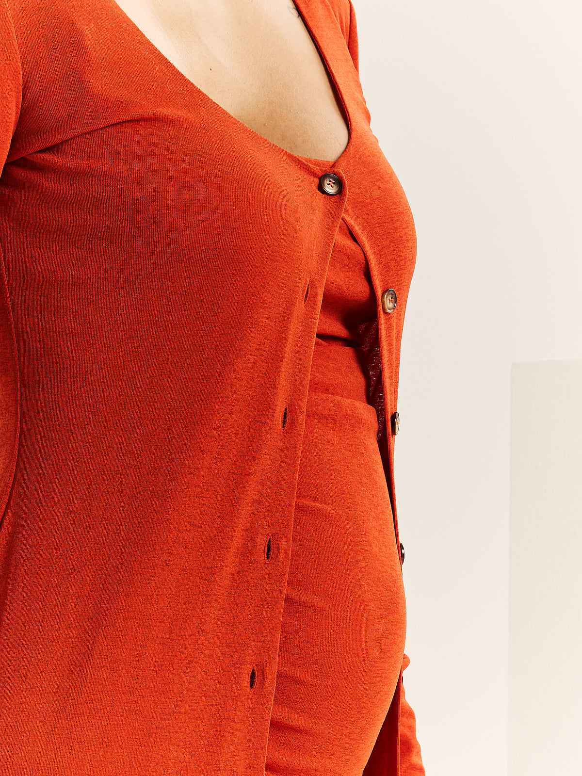 Nareh Red Orange Mesh Jersey Cardigan