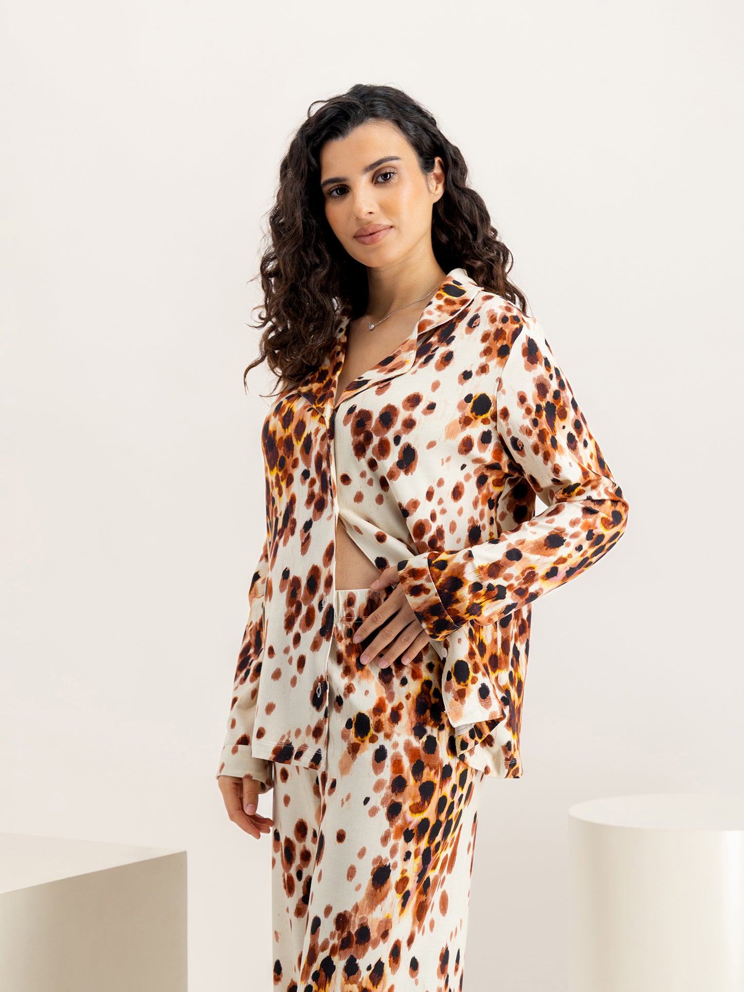 Leopard Brown Long Jersey Set