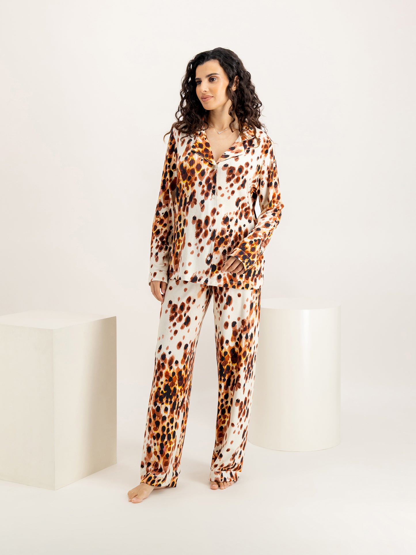 Leopard Brown Long Jersey Set