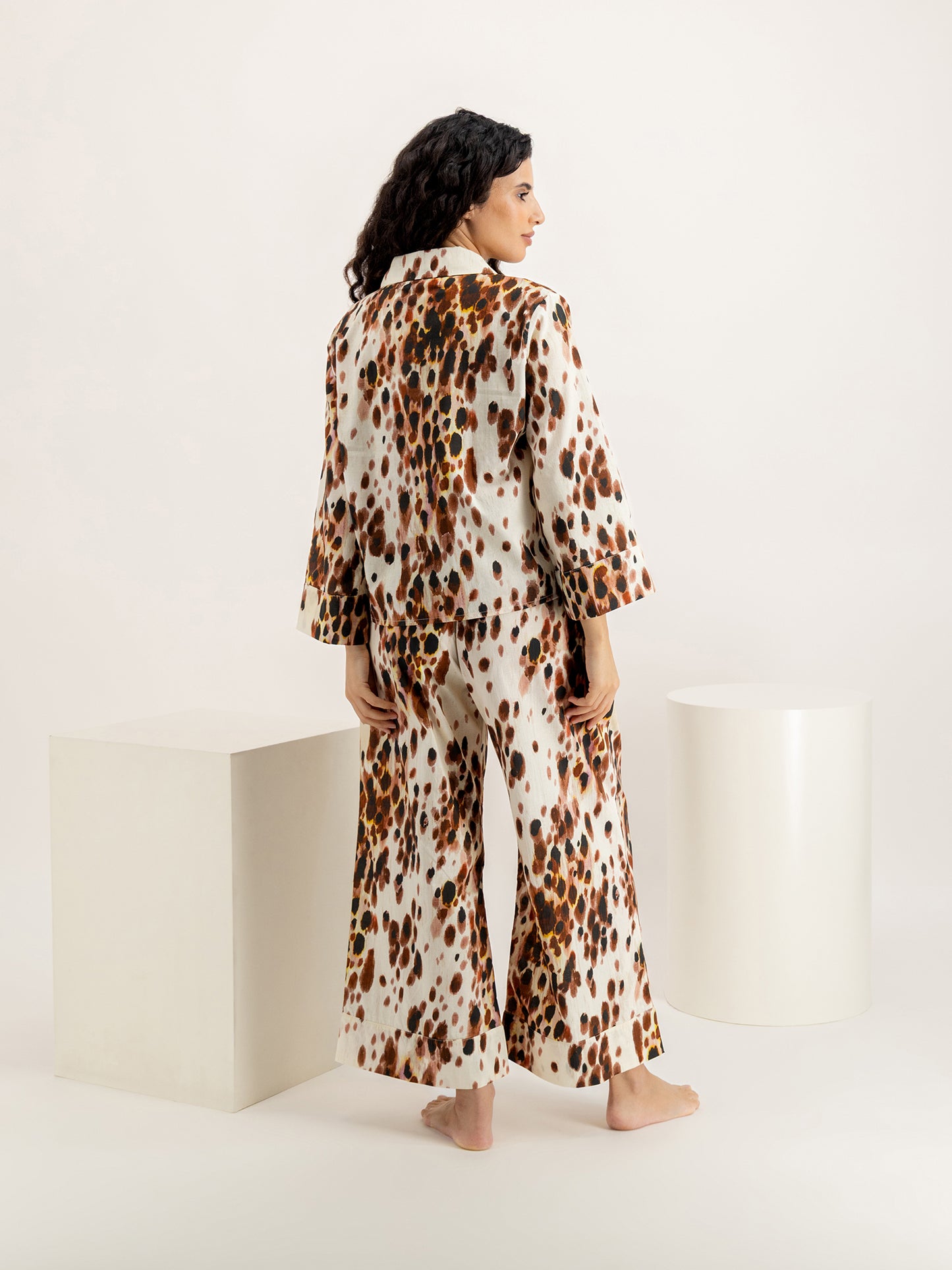 Leopard Brown Boxy Shirt & Wide Leg