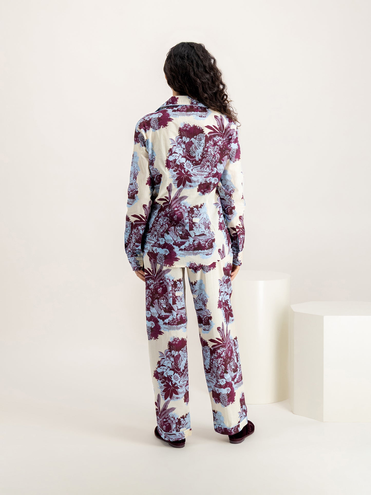 Tippi Cream Plum Long Set