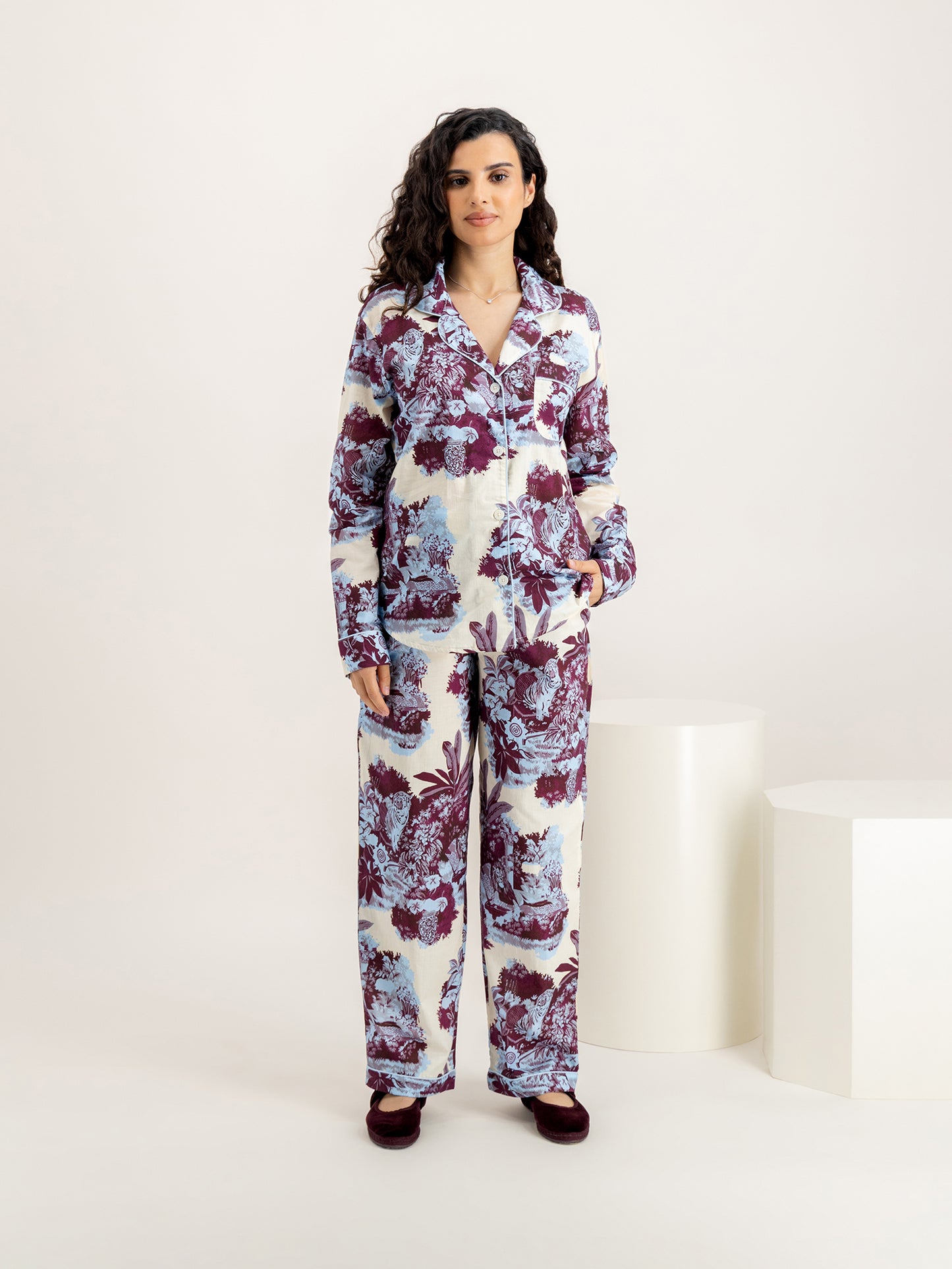 Tippi Cream Plum Long Set
