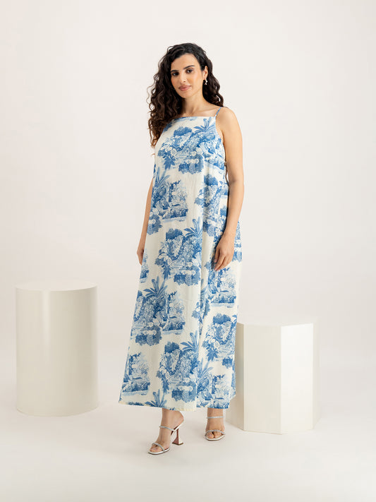 Tippi Cream Blue Square Nightie