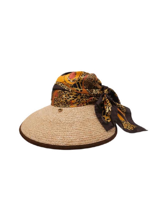 Casablanca Raphia Visor with Paisley Silk Foulard