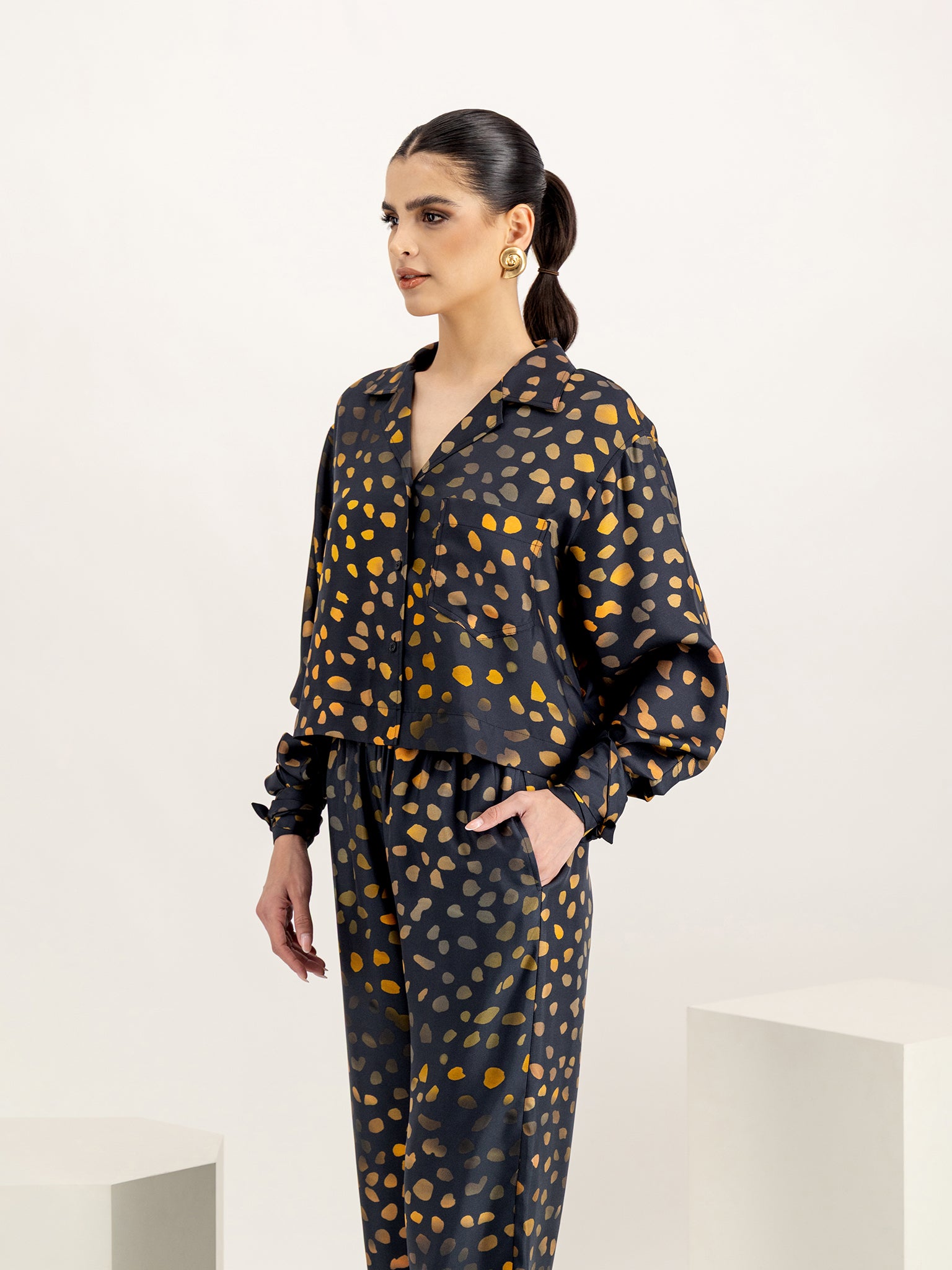 Nelida Moonlit Dots Twill Silk