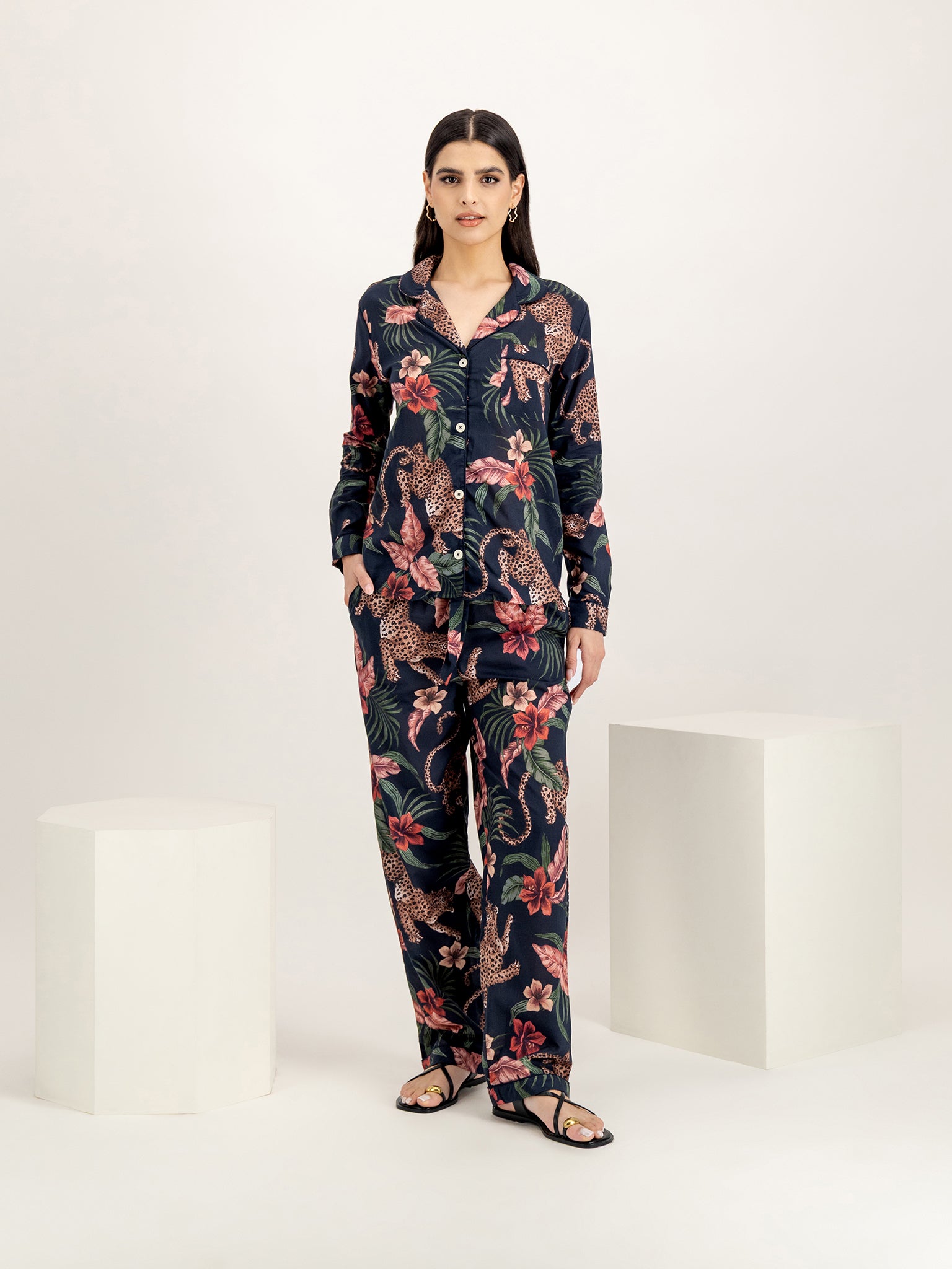 Soleia Navy Long Pajama Set