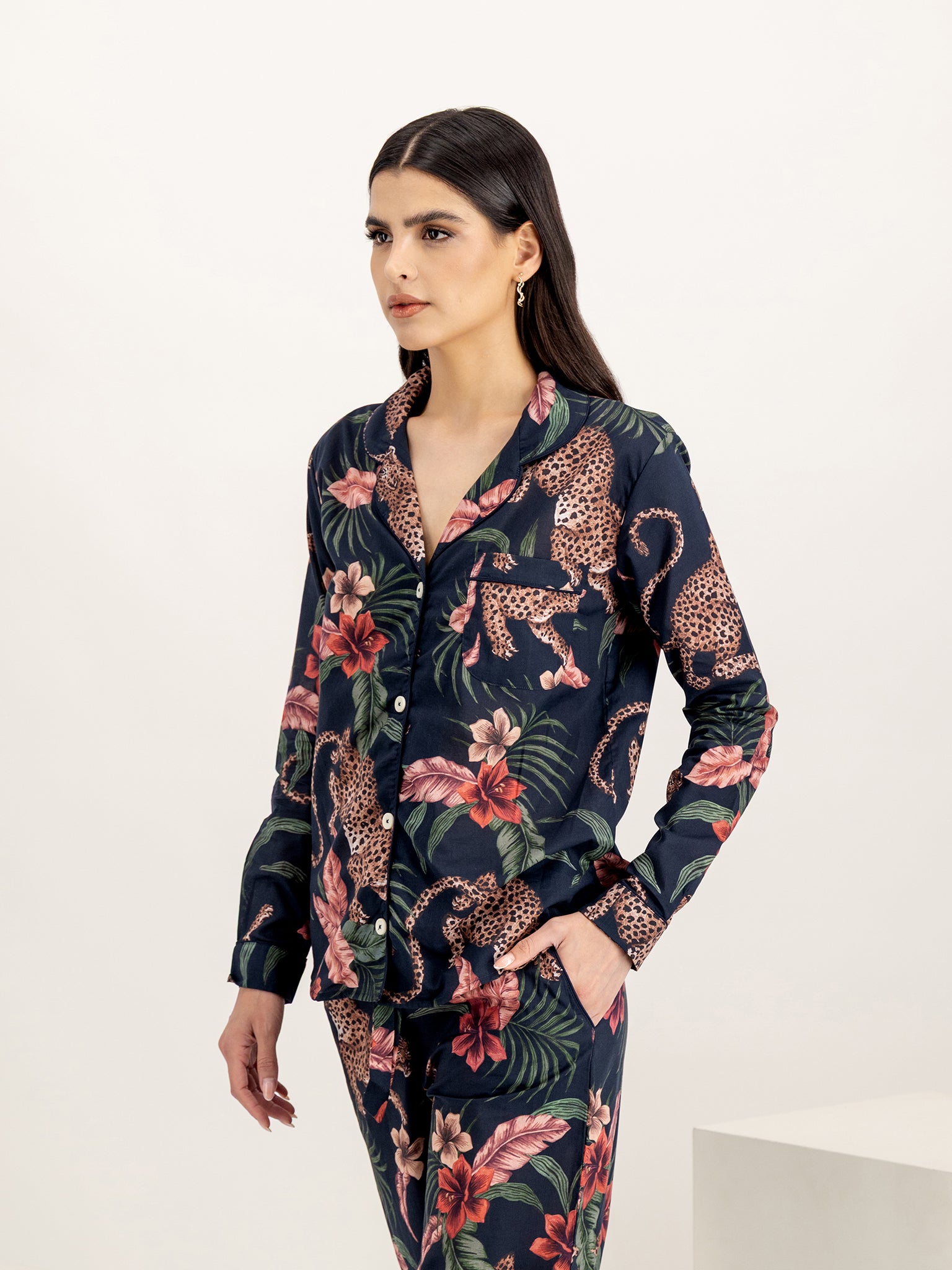 Soleia Navy Long Pajama Set